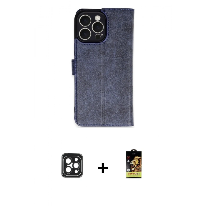 MARSİLYAN™- iPhone 16 Pro Max Kılıf Siluet Işık Serisi - Siyah Buffer Cam Ekran Koruyucu + PVD Metal Kamera Lens - SH