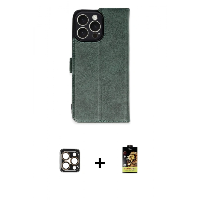 MARSİLYAN™- iPhone 16 Pro Max Kılıf Siluet Işık Serisi - Siyah Buffer Cam Ekran Koruyucu + PVD Metal Kamera Lens - GD