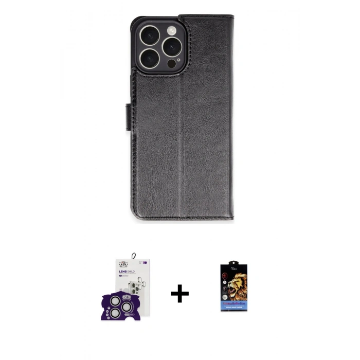 MARSİLYAN™- iPhone 16 Pro Max Kılıf Siluet Işık Serisi - Siyah Buffer Hayalet Cam Ekran Koruyucu + Bilvis Titan Kamera Lens - GS