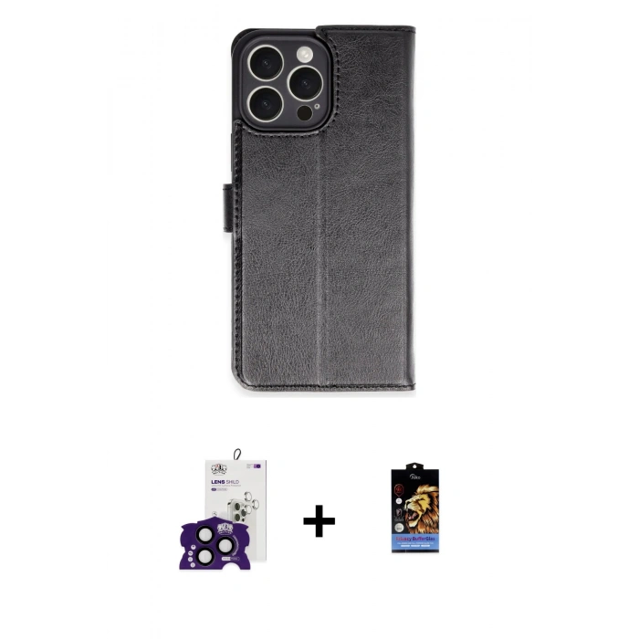 MARSİLYAN™- iPhone 16 Pro Max Kılıf Siluet Işık Serisi - Siyah Buffer Hayalet Cam Ekran Koruyucu + Bilvis Titan Kamera Lens - SH