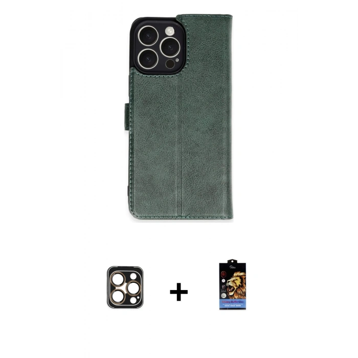 MARSİLYAN™- iPhone 16 Pro Max Kılıf Siluet Işık Serisi - Siyah Buffer Hayalet Cam Ekran Koruyucu + PVD Metal Kamera Lens - GD