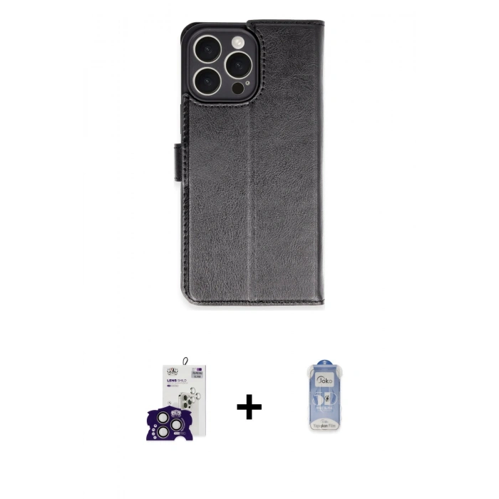 MARSİLYAN™- iPhone 16 Pro Max Kılıf Siluet Işık Serisi - Siyah Joko Magic 5D Cam + Bilvis Titan Kamera Lens - TMGI
