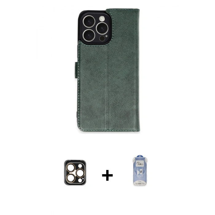 MARSİLYAN™- iPhone 16 Pro Max Kılıf Siluet Işık Serisi - Siyah Joko Magic 5D Cam + Gold PVD Metal Kamera Lens