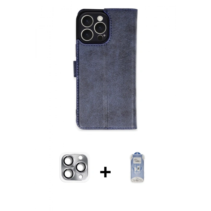 MARSİLYAN™- iPhone 16 Pro Max Kılıf Siluet Işık Serisi - Siyah Joko Magic 5D Cam + Gri Pers Alüminyum Kamera Lens