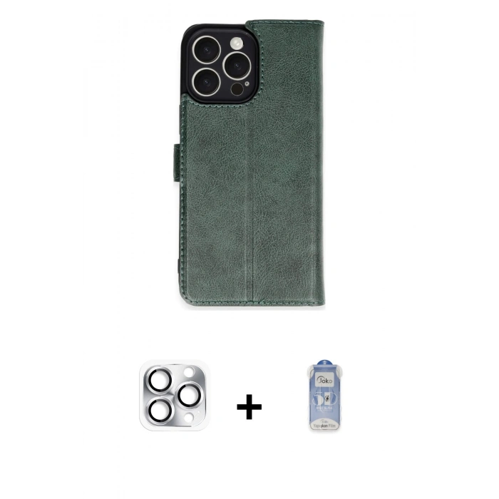 MARSİLYAN™- iPhone 16 Pro Max Kılıf Siluet Işık Serisi - Siyah Joko Magic 5D Cam + Pers Alüminyum Kamera Lens - GS