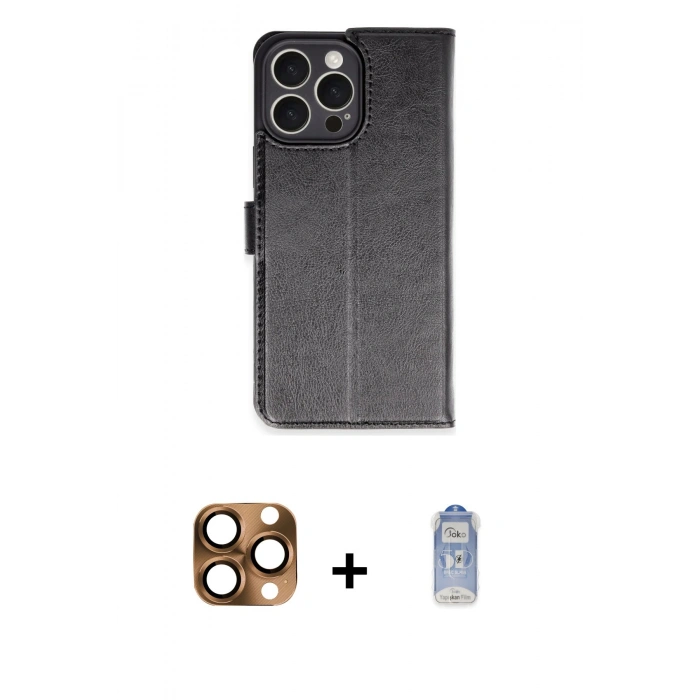 MARSİLYAN™- iPhone 16 Pro Max Kılıf Siluet Işık Serisi - Siyah Joko Magic 5D Cam + Pers Alüminyum Kamera Lens - CLTM