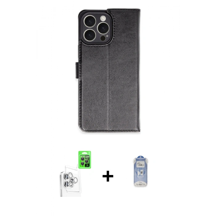 MARSİLYAN™- iPhone 16 Pro Max Kılıf Siluet Işık Serisi - Siyah Joko Magic 5D Cam + Raze Metal Kamera Lens - BZ