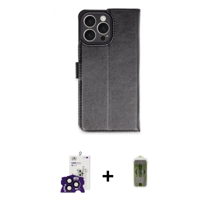 MARSİLYAN™- iPhone 16 Pro Max Kılıf Siluet Işık Serisi - Siyah Joko Magic 5D Hayalet Cam + Bilvis Titan Kamera Lens - SH
