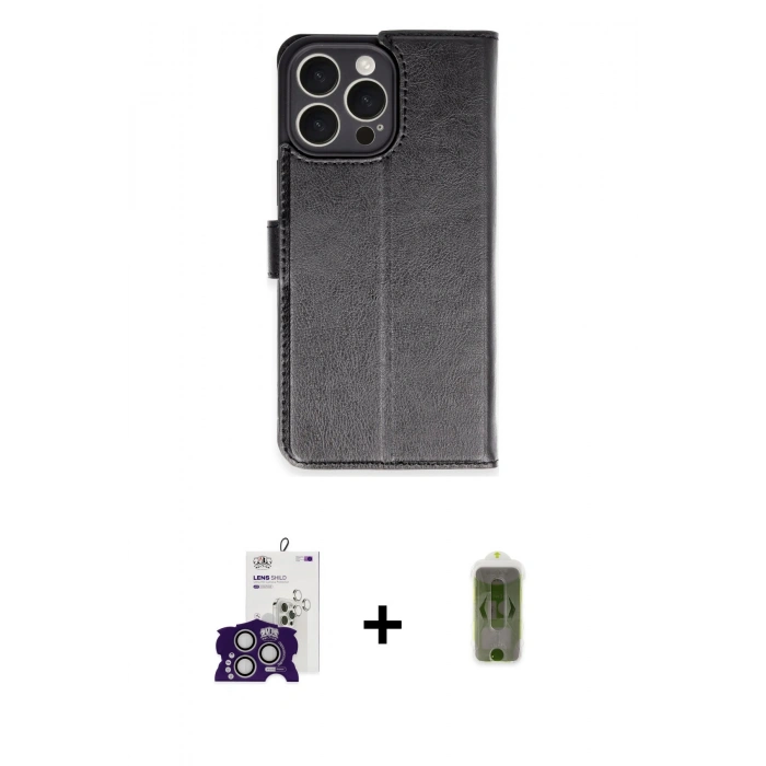 MARSİLYAN™- iPhone 16 Pro Max Kılıf Siluet Işık Serisi - Siyah Joko Magic 5D Hayalet Cam + Bilvis Titan Kamera Lens - GS