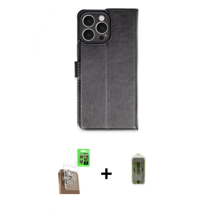 MARSİLYAN™- iPhone 16 Pro Max Kılıf Siluet Işık Serisi - Siyah Joko Magic 5D Hayalet Cam + Raze Metal Kamera Lens - CLTM