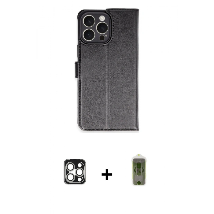 MARSİLYAN™- iPhone 16 Pro Max Kılıf Siluet Işık Serisi - Siyah Joko Magic 5D Hayalet Cam + PVD Metal Kamera Lens - GS