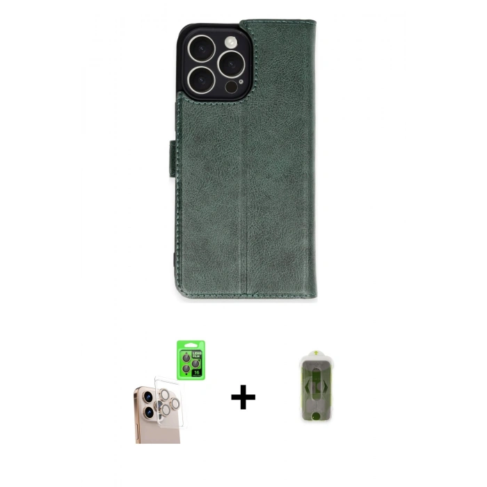 MARSİLYAN™- iPhone 16 Pro Max Kılıf Siluet Işık Serisi - Siyah Joko Magic 5D Hayalet Cam + Natural Grey Raze Metal Kamera Lens