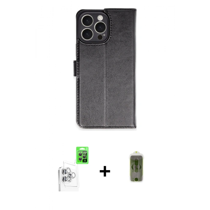 MARSİLYAN™- iPhone 16 Pro Max Kılıf Siluet Işık Serisi - Siyah Joko Magic 5D Hayalet Cam + Raze Metal Kamera Lens - BZ