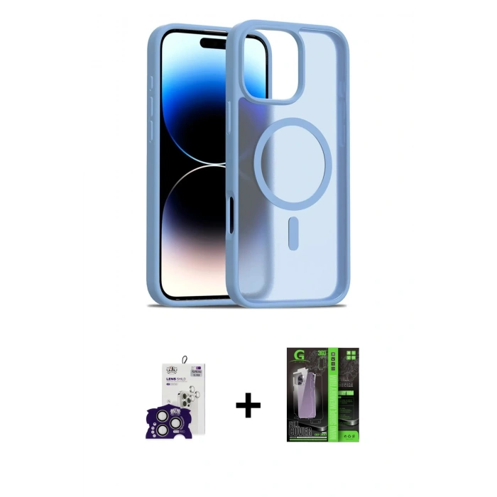 MARSİLYAN™- iPhone 16 Pro Max Kılıf Siluet Minimal Prime - Şeffaf 360 Full Body Arka Koruyucu + Bilvis Titan Kamera Lens - TMGI