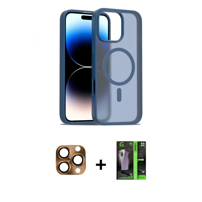 MARSİLYAN™- iPhone 16 Pro Max Kılıf Siluet Minimal Prime - Şeffaf 360 Full Body Arka Koruyucu + Pers Alüminyum Kamera Lens - CLTM