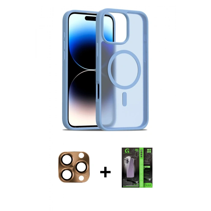 MARSİLYAN™- iPhone 16 Pro Max Kılıf Siluet Minimal Prime - Şeffaf 360 Full Body Arka Koruyucu + Pers Alüminyum Kamera Lens - CLTM