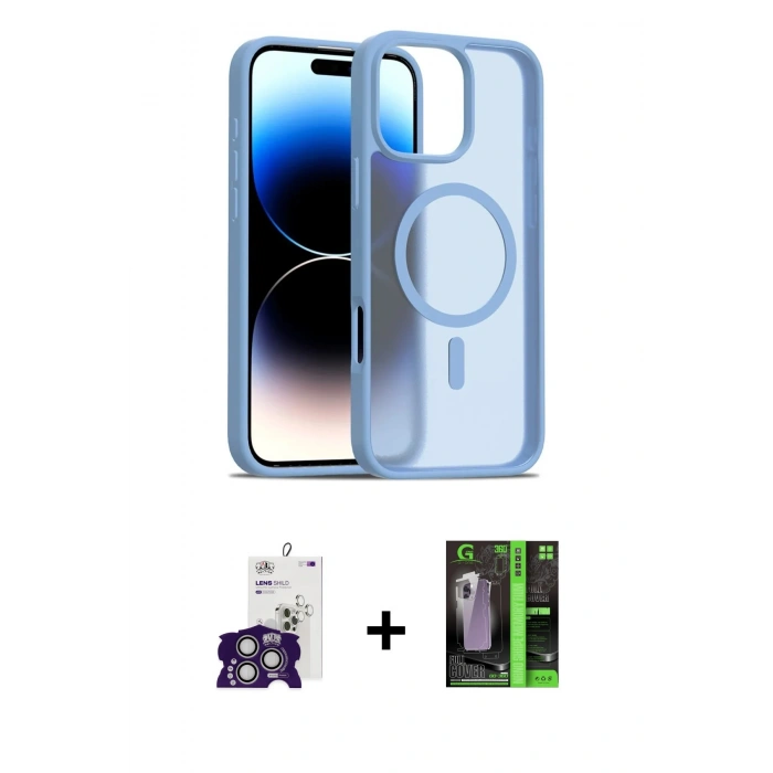 MARSİLYAN™- iPhone 16 Pro Max Kılıf Siluet Minimal Prime - Şeffaf 360 Full Body Arka Koruyucu + Bilvis Titan Kamera Lens - GS
