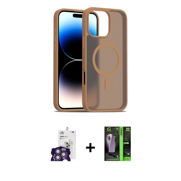 MARSİLYAN™- iPhone 16 Pro Max Kılıf Siluet Minimal Prime - Şeffaf 360 Full Body Arka Koruyucu + Bilvis Titan Kamera Lens - GS