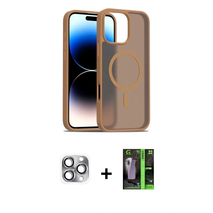 MARSİLYAN™- iPhone 16 Pro Max Kılıf Siluet Minimal Prime - Şeffaf 360 Full Body Arka Koruyucu + Pers Alüminyum Kamera Lens - GI