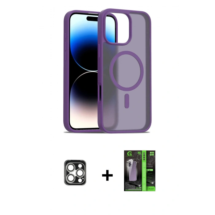 MARSİLYAN™- iPhone 16 Pro Max Kılıf Siluet Minimal Prime - Şeffaf 360 Full Body Arka Koruyucu + PVD Metal Kamera Lens - GS