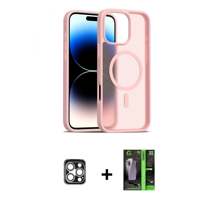MARSİLYAN™- iPhone 16 Pro Max Kılıf Siluet Minimal Prime - Şeffaf 360 Full Body Arka Koruyucu + PVD Metal Kamera Lens - GS