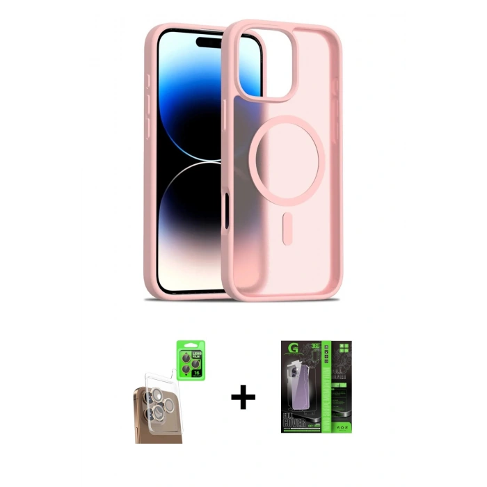 MARSİLYAN™- iPhone 16 Pro Max Kılıf Siluet Minimal Prime - Şeffaf 360 Full Body Arka Koruyucu + Raze Metal Kamera Lens - CLTM