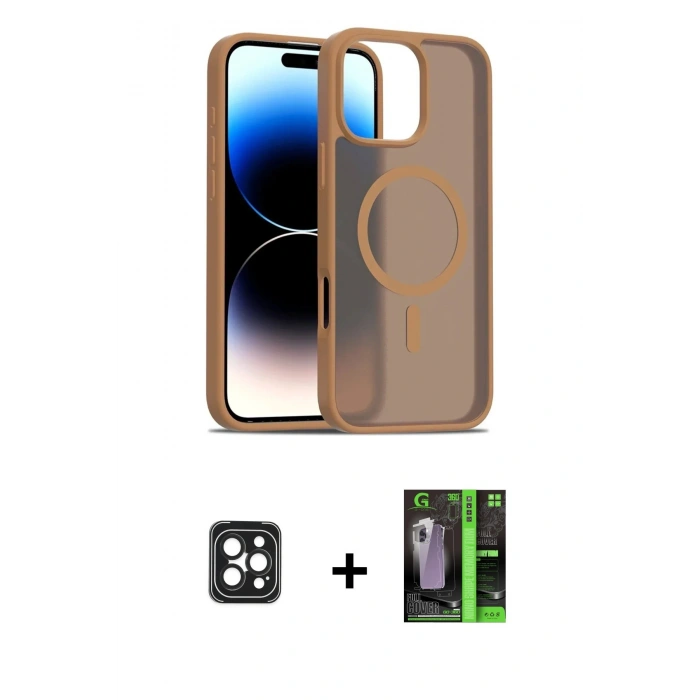 MARSİLYAN™- iPhone 16 Pro Max Kılıf Siluet Minimal Prime - Şeffaf 360 Full Body Arka Koruyucu + PVD Metal Kamera Lens - SH