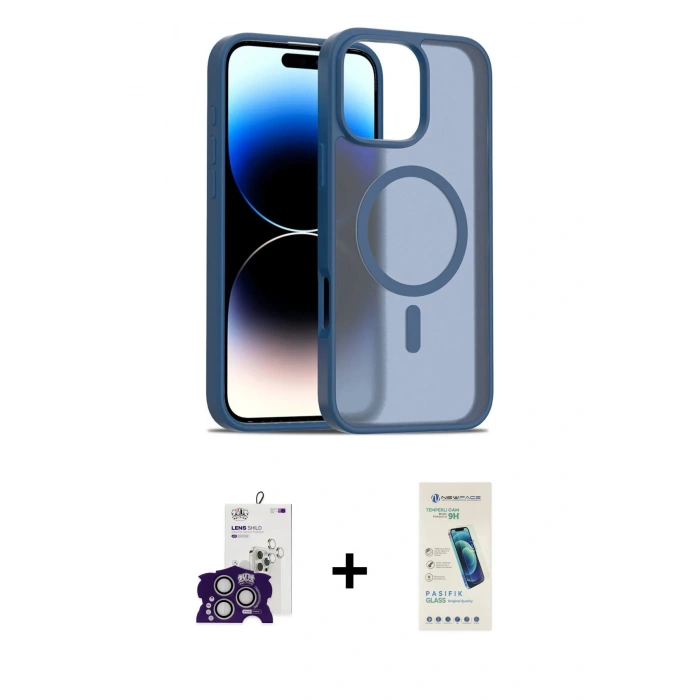 MARSİLYAN™- iPhone 16 Pro Max Kılıf Siluet Minimal Prime - Şeffaf Pasifik Cam Ekran Koruyucu + Bilvis Titan Kamera Lens - GS