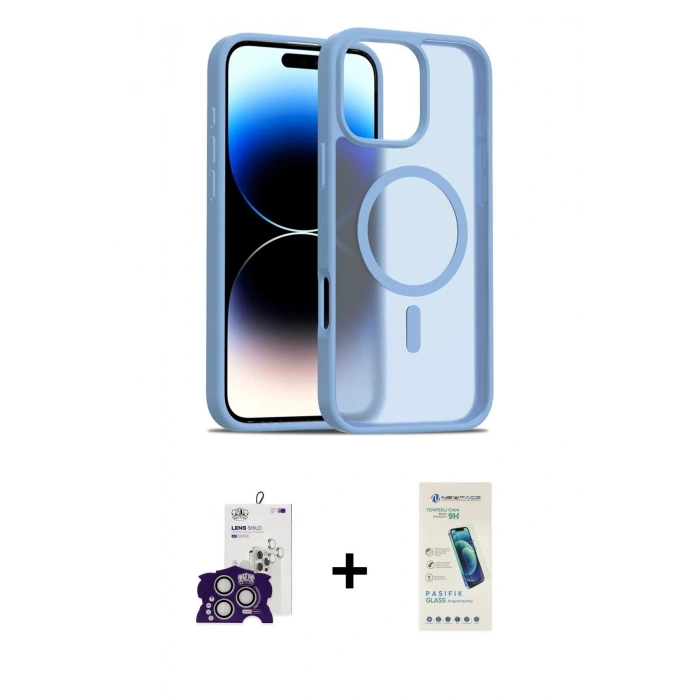 MARSİLYAN™- iPhone 16 Pro Max Kılıf Siluet Minimal Prime - Şeffaf Pasifik Cam Ekran Koruyucu + Bilvis Titan Kamera Lens - GS