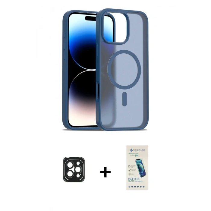 MARSİLYAN™- iPhone 16 Pro Max Kılıf Siluet Minimal Prime - Şeffaf Pasifik Cam Ekran Koruyucu + PVD Metal Kamera Lens - SH