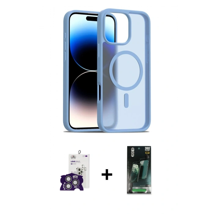 MARSİLYAN™- iPhone 16 Pro Max Kılıf Siluet Minimal Prime - Siyah 360 Mat Full Body Arka Koruyucu + Bilvis Titan Kamera Lens - GS