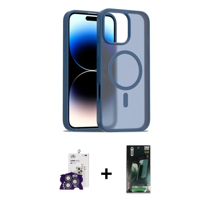 MARSİLYAN™- iPhone 16 Pro Max Kılıf Siluet Minimal Prime - Siyah 360 Mat Full Body Arka Koruyucu + Bilvis Titan Kamera Lens - GS