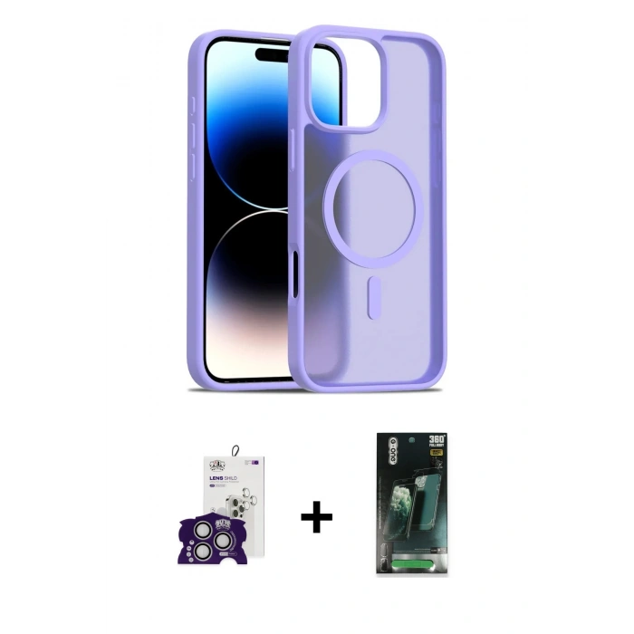 MARSİLYAN™- iPhone 16 Pro Max Kılıf Siluet Minimal Prime - Siyah 360 Mat Full Body Arka Koruyucu + Bilvis Titan Kamera Lens - GS