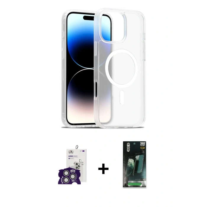 MARSİLYAN™- iPhone 16 Pro Max Kılıf Siluet Minimal Prime - Siyah 360 Mat Full Body Arka Koruyucu + Bilvis Titan Kamera Lens - GS