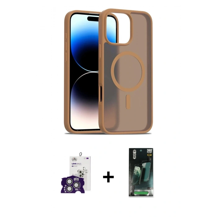 MARSİLYAN™- iPhone 16 Pro Max Kılıf Siluet Minimal Prime - Siyah 360 Mat Full Body Arka Koruyucu + Bilvis Titan Kamera Lens - GS