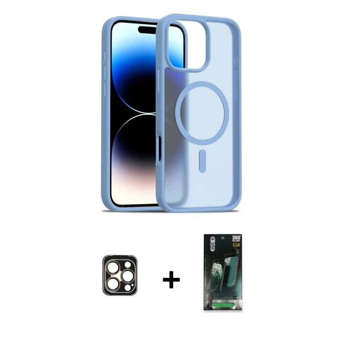 MARSİLYAN™- iPhone 16 Pro Max Kılıf Siluet Minimal Prime - Siyah 360 Mat Full Body Arka Koruyucu + PVD Metal Kamera Lens - GD