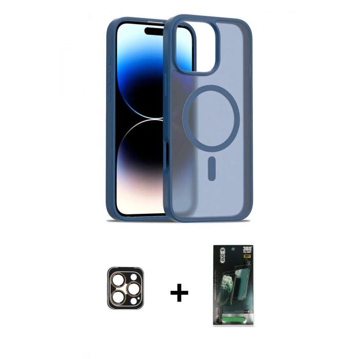 MARSİLYAN™- iPhone 16 Pro Max Kılıf Siluet Minimal Prime - Siyah 360 Mat Full Body Arka Koruyucu + PVD Metal Kamera Lens - GD