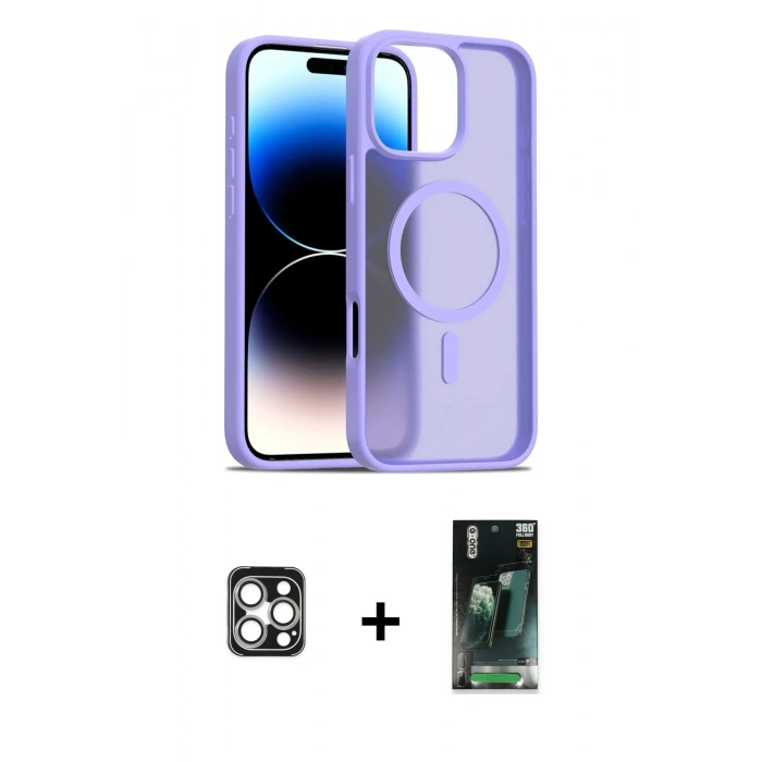 MARSİLYAN™- iPhone 16 Pro Max Kılıf Siluet Minimal Prime - Siyah 360 Mat Full Body Arka Koruyucu + PVD Metal Kamera Lens - GS
