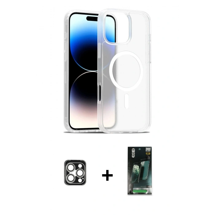 MARSİLYAN™- iPhone 16 Pro Max Kılıf Siluet Minimal Prime - Siyah 360 Mat Full Body Arka Koruyucu + PVD Metal Kamera Lens - GS