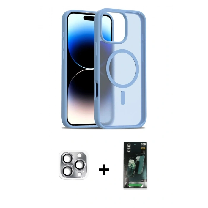 MARSİLYAN™- iPhone 16 Pro Max Kılıf Siluet Minimal Prime - Siyah 360 Mat Full Body Arka Koruyucu + Pers Alüminyum Kamera Lens - GI