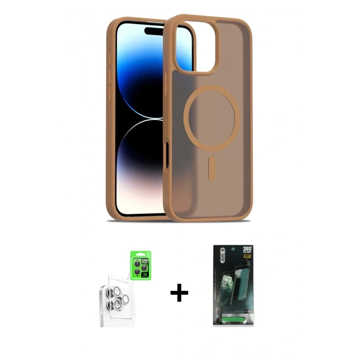 MARSİLYAN™- iPhone 16 Pro Max Kılıf Siluet Minimal Prime - Siyah 360 Mat Full Body Arka Koruyucu + Raze Metal Kamera Lens - BZ