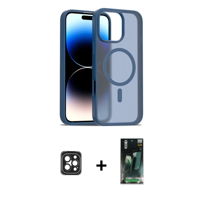 MARSİLYAN™- iPhone 16 Pro Max Kılıf Siluet Minimal Prime - Siyah 360 Mat Full Body Arka Koruyucu + Siyah PVD Metal Kamera Lens