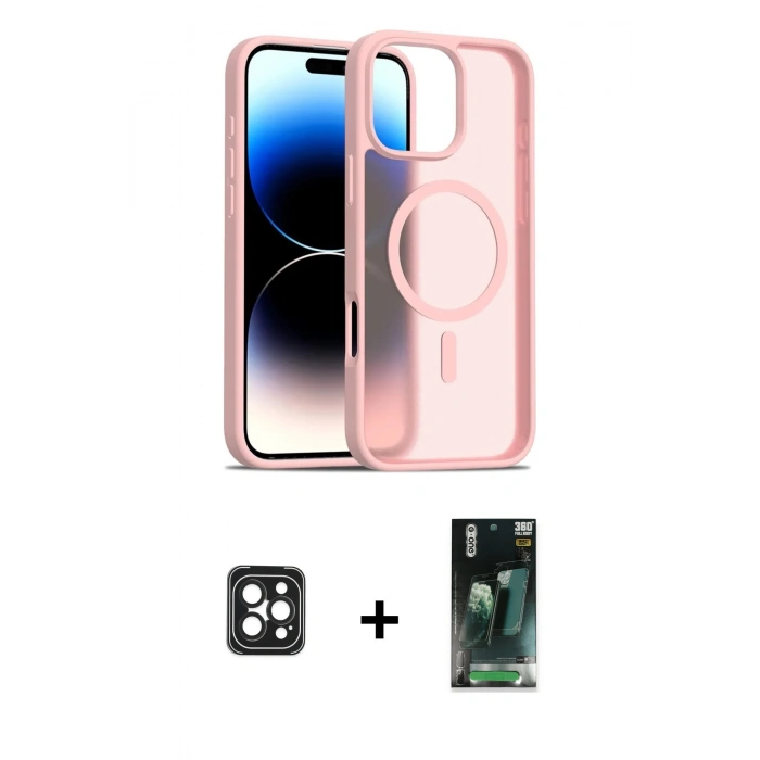 MARSİLYAN™- iPhone 16 Pro Max Kılıf Siluet Minimal Prime - Siyah 360 Mat Full Body Arka Koruyucu + Siyah PVD Metal Kamera Lens
