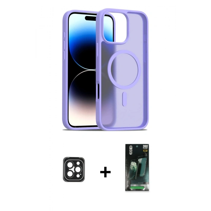 MARSİLYAN™- iPhone 16 Pro Max Kılıf Siluet Minimal Prime - Siyah 360 Mat Full Body Arka Koruyucu + Siyah PVD Metal Kamera Lens