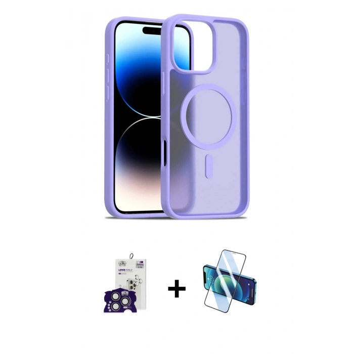 MARSİLYAN™- iPhone 16 Pro Max Kılıf Siluet Minimal Prime - Siyah 3D Antistatik Cam Ekran Koruyucu + Bilvis Titan Kamera Lens - TMGI