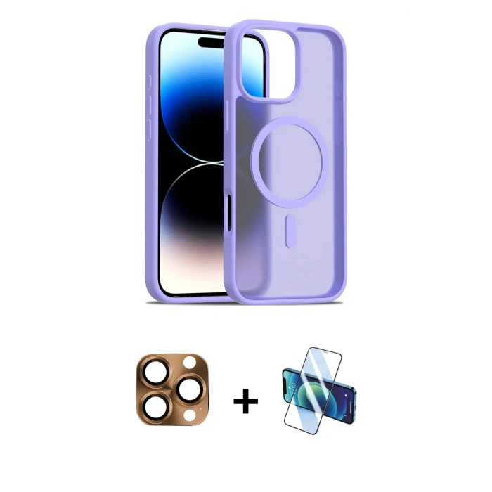 MARSİLYAN™- iPhone 16 Pro Max Kılıf Siluet Minimal Prime - Siyah 3D Antistatik Cam Ekran Koruyucu + Pers Alüminyum Kamera Lens - CLTM