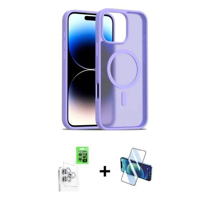 MARSİLYAN™- iPhone 16 Pro Max Kılıf Siluet Minimal Prime - Siyah 3D Antistatik Cam Ekran Koruyucu + Raze Metal Kamera Lens - BZ