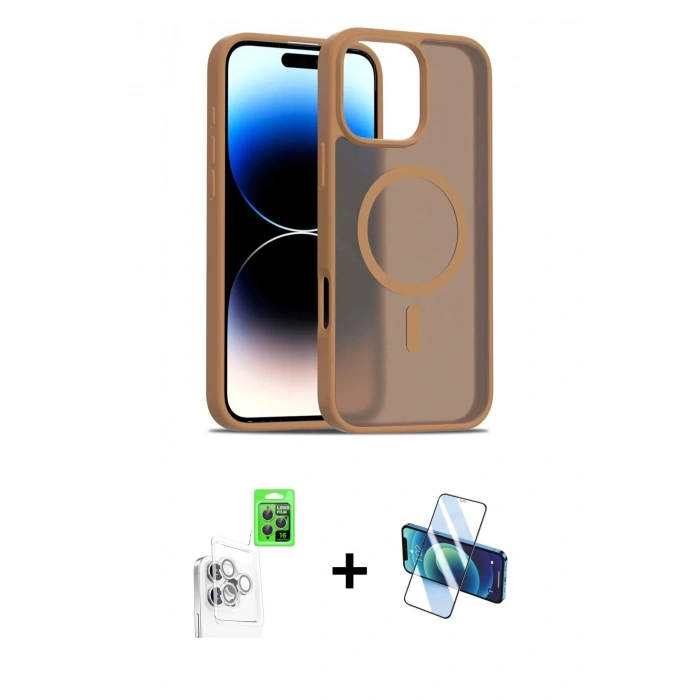 MARSİLYAN™- iPhone 16 Pro Max Kılıf Siluet Minimal Prime - Siyah 3D Antistatik Cam Ekran Koruyucu + Raze Metal Kamera Lens - BZ