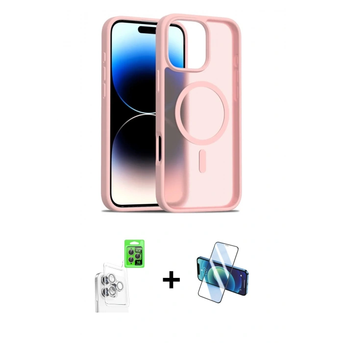 MARSİLYAN™- iPhone 16 Pro Max Kılıf Siluet Minimal Prime - Siyah 3D Antistatik Cam Ekran Koruyucu + Raze Metal Kamera Lens - BZ