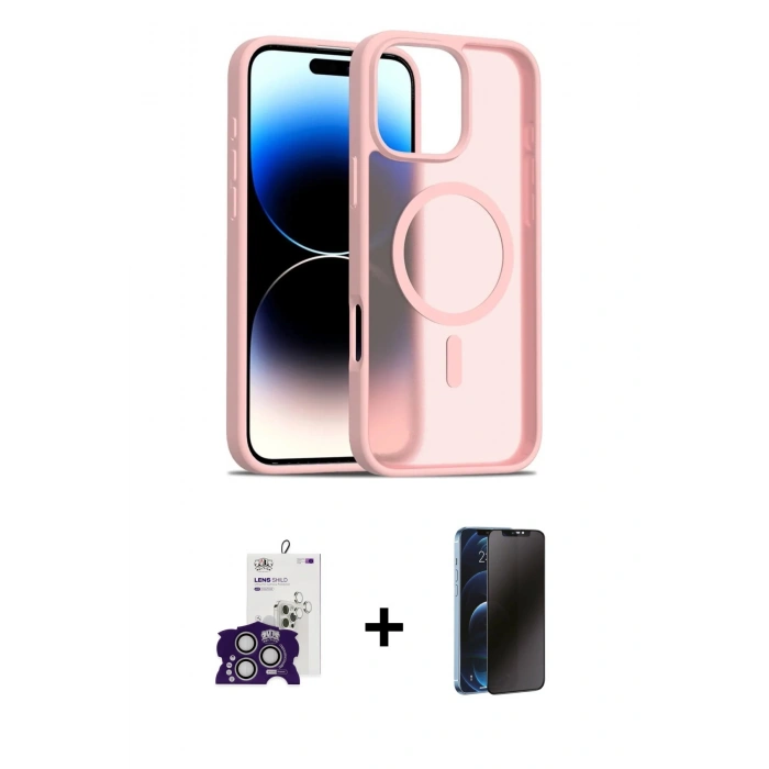 MARSİLYAN™- iPhone 16 Pro Max Kılıf Siluet Minimal Prime - Siyah 3D Antistatik Hayalet Cam Ekran Koruyucu + Bilvis Titan Kamera Lens - GS